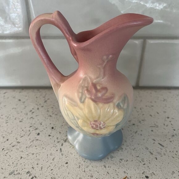Vintage Hull Pottery  Miniature Ewer Pitcher 5 Inches Magnolia Yellow Pink Blue - Picture 3 of 7